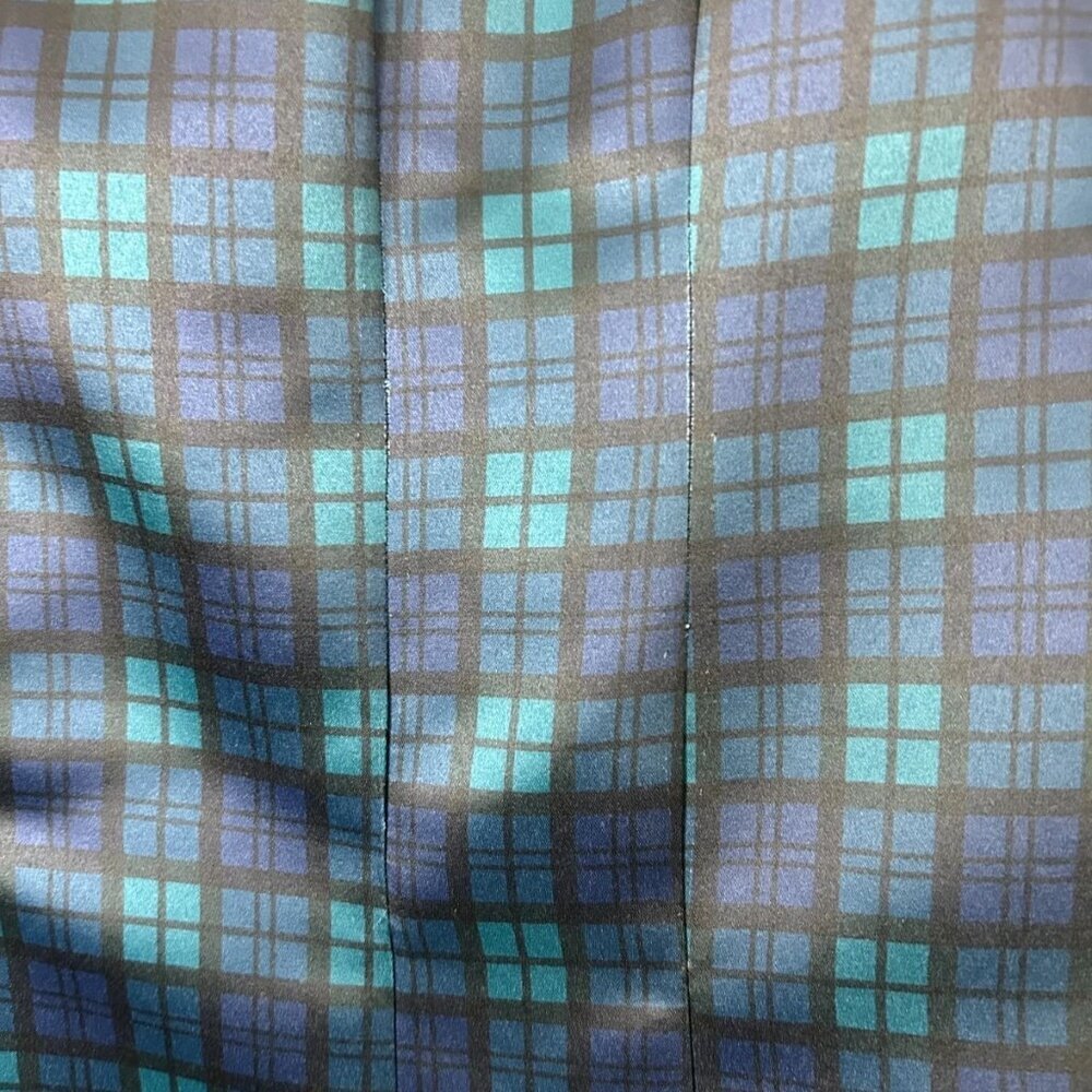 Brooks Brothers 346 Fit & Flare Dress Womens 8 Petite Blue Tartan Plaid Back Zip - Picture 6 of 8